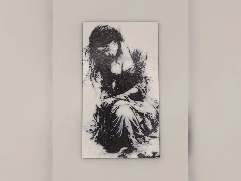 Waterline Woman Muse FlatForge/hueforge Bookmark by Thadius HueForge model: Waterline Woman Muse FlatForge/hueforge Bookmark by Thadius