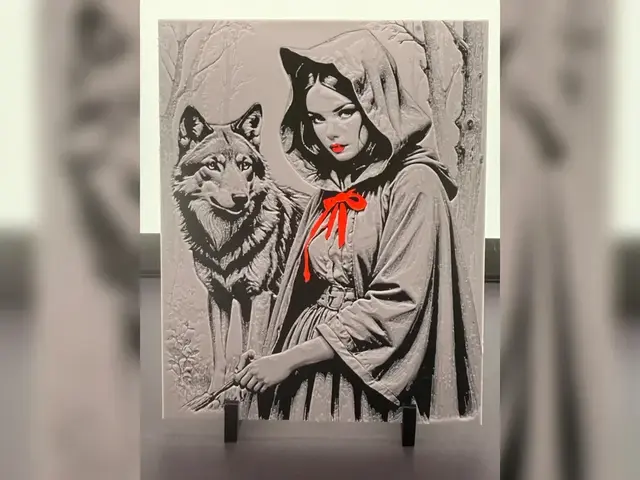 HueForge model: Red Hood Woman and Wolf HueForge Print by Thadius
