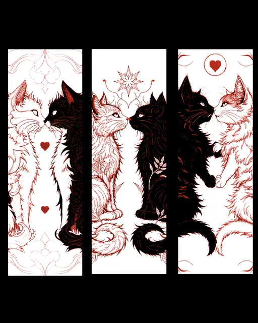 black and white cats can be together - Set of bookmarks