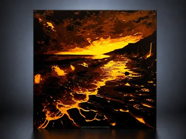 HueForge model: Molten Shoreline-The Edge of Fire and Sea by Aleksandr