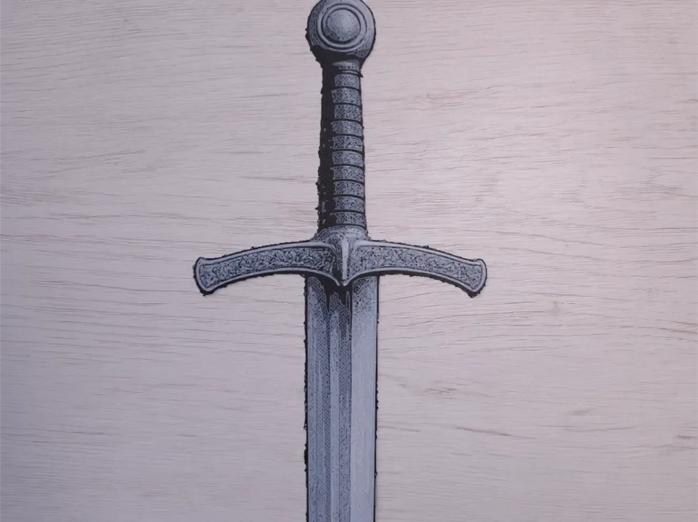 Excalibur Sword Bookmark by Atrus Design HueForge model: Excalibur Sword Bookmark by Atrus Design