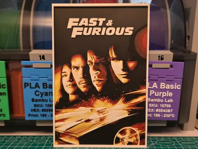 HueForge model: Fast & Furious 4 Movie Poster - Hueforge Art by Lumpy3D