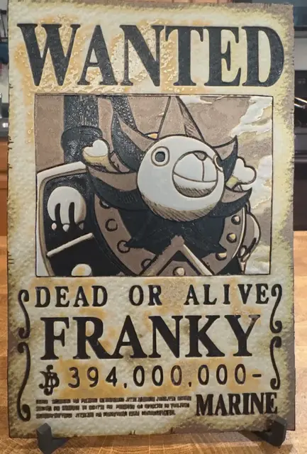 HueForge model: One Piece - Franky Wanted Poster by Pretty Okay Prints