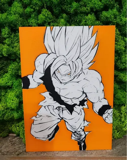 HueForge model: Battle Goku (Custom Background) by Garuda3D