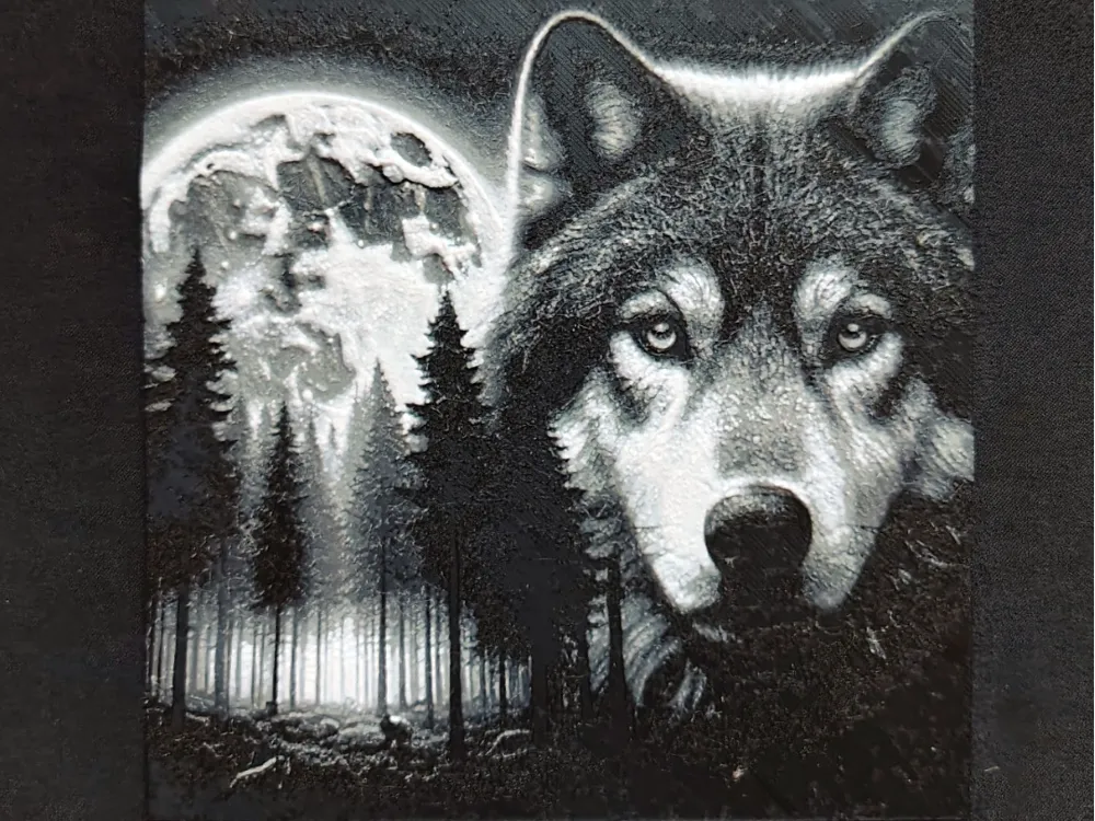 Wolf & Moon HueForge by fD.667 HueForge model: Wolf & Moon HueForge by fD.667
