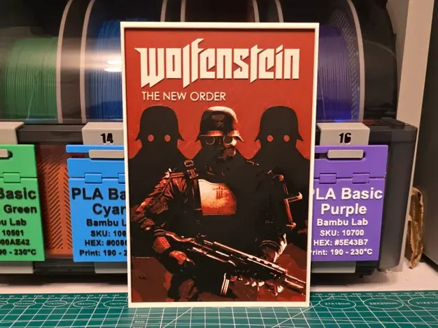 HueForge model: Wolfenstein: The New Order Poster - Hueforge Art by Lumpy3D