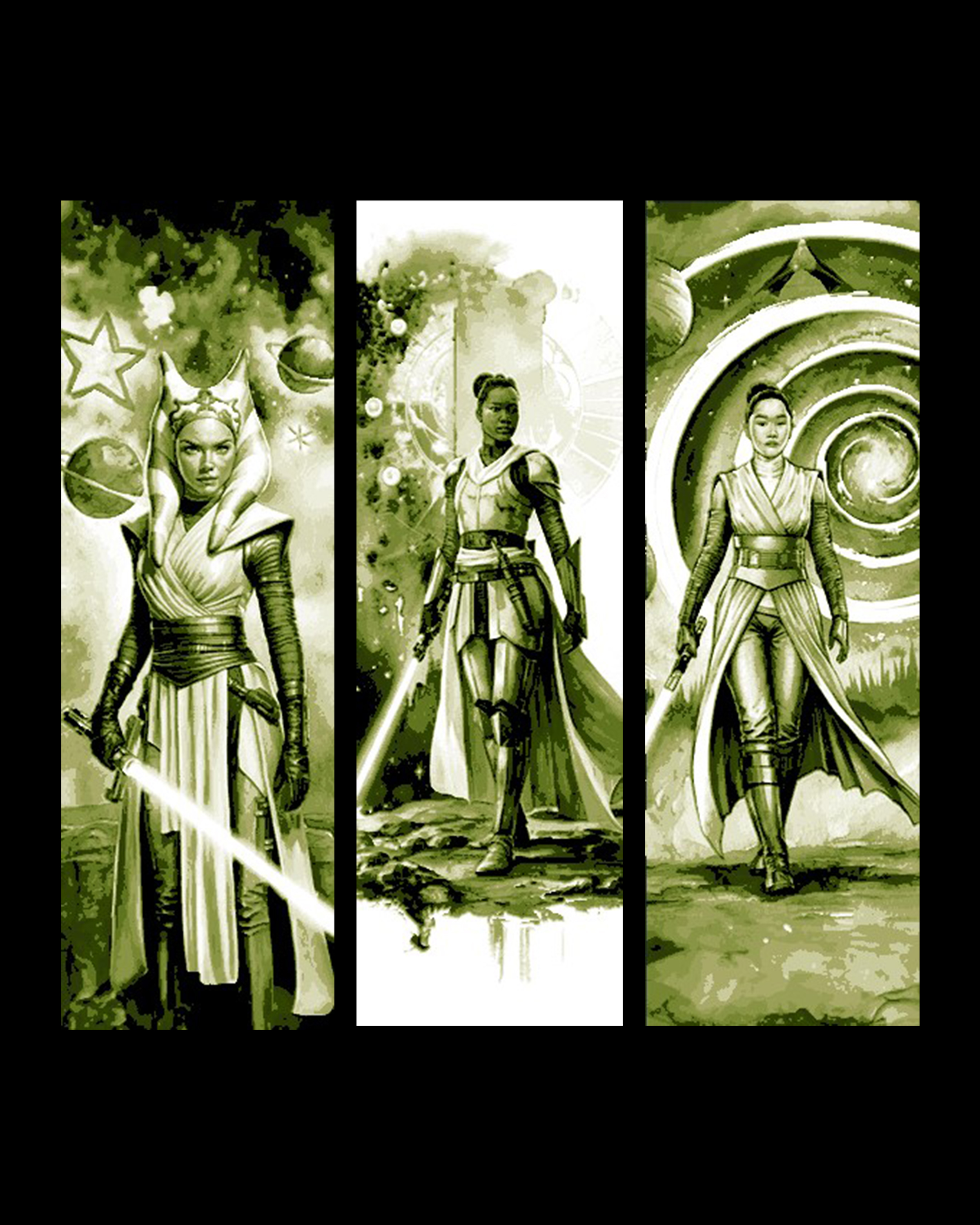 Fan Art Set of Bookmarks - Star Wars High Republic Sketches of Lady Jedi by BooneCo3d HueForge model: Fan Art Set of Bookmarks - Star Wars High Republic Sketches of Lady Jedi by BooneCo3d