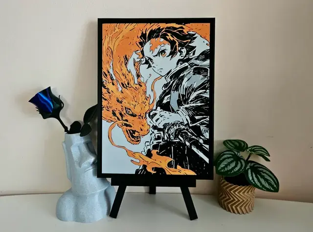 HueForge model: Tanjiro Hinokami Kagura - Filament Painting by C3D