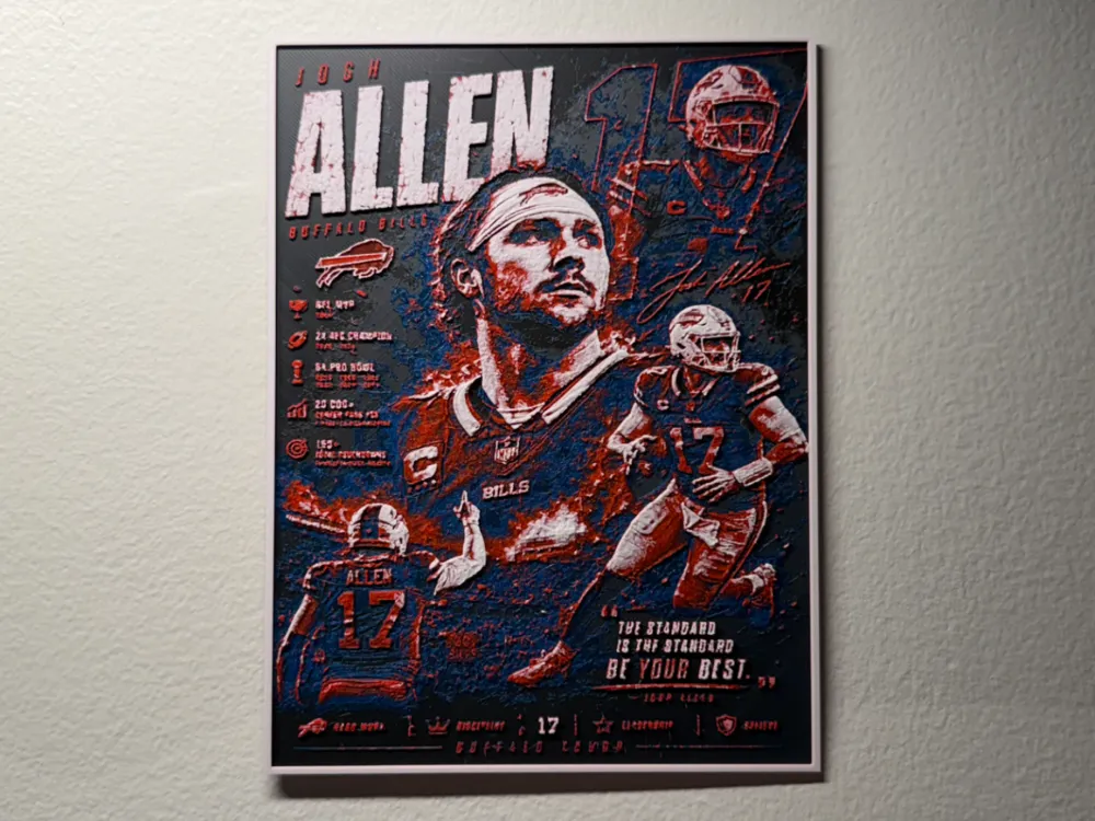 Josh Allen NFL Buffalo Bills Player Card HueForge by liv_3d HueForge model: Josh Allen NFL Buffalo Bills Player Card HueForge by liv_3d