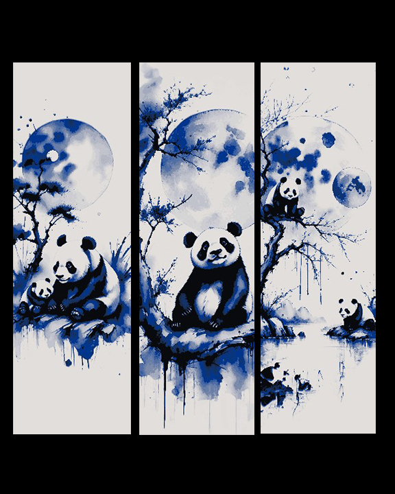 The peace loving panda basking in the Moonlight Ink painting - Set ob Bookmarks by BooneCo3d HueForge model: The peace loving panda basking in the Moonlight Ink painting - Set ob Bookmarks by BooneCo3d