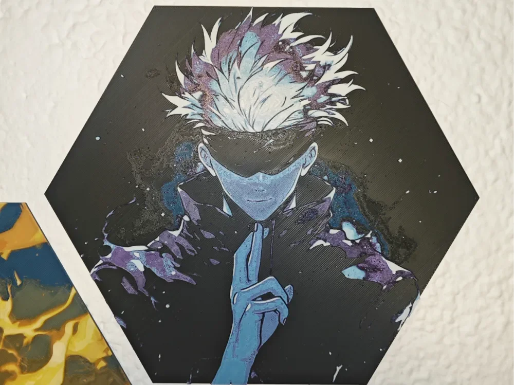 Hueforge Satoru Gojo (Jujutsu Kaisen) Honeycomb Mode by JGz3DMaker HueForge model: Hueforge Satoru Gojo (Jujutsu Kaisen) Honeycomb Mode by JGz3DMaker