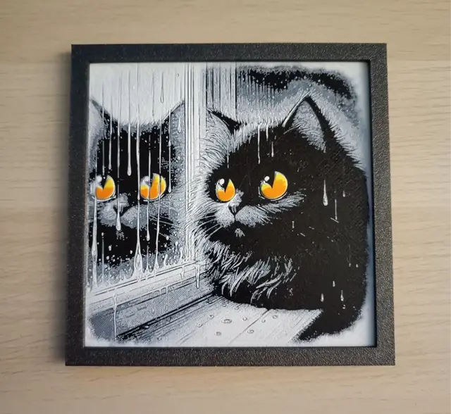 HueForge model: Cat Looking Out The Window Hueforge by Atrus Design