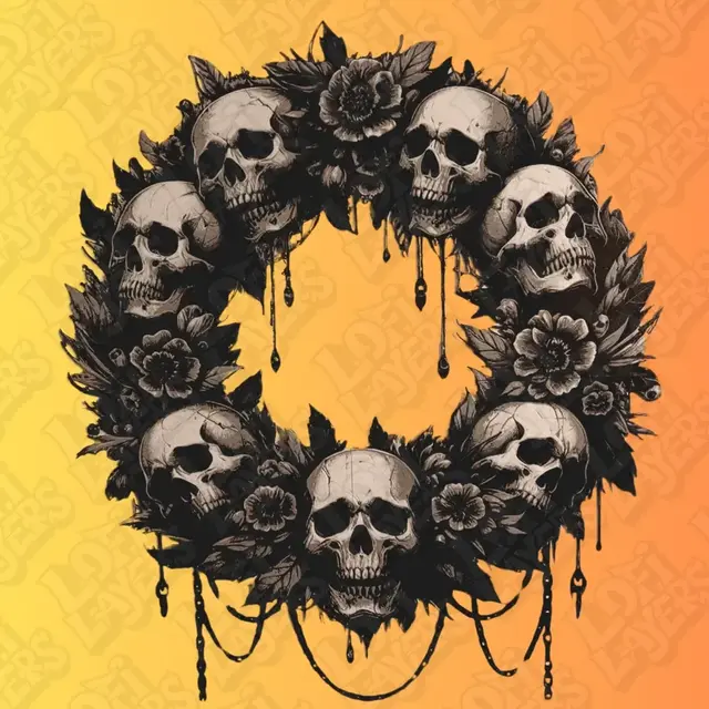 HueForge model: Skull Halloween Wreath Hueforge by LoFi Layers
