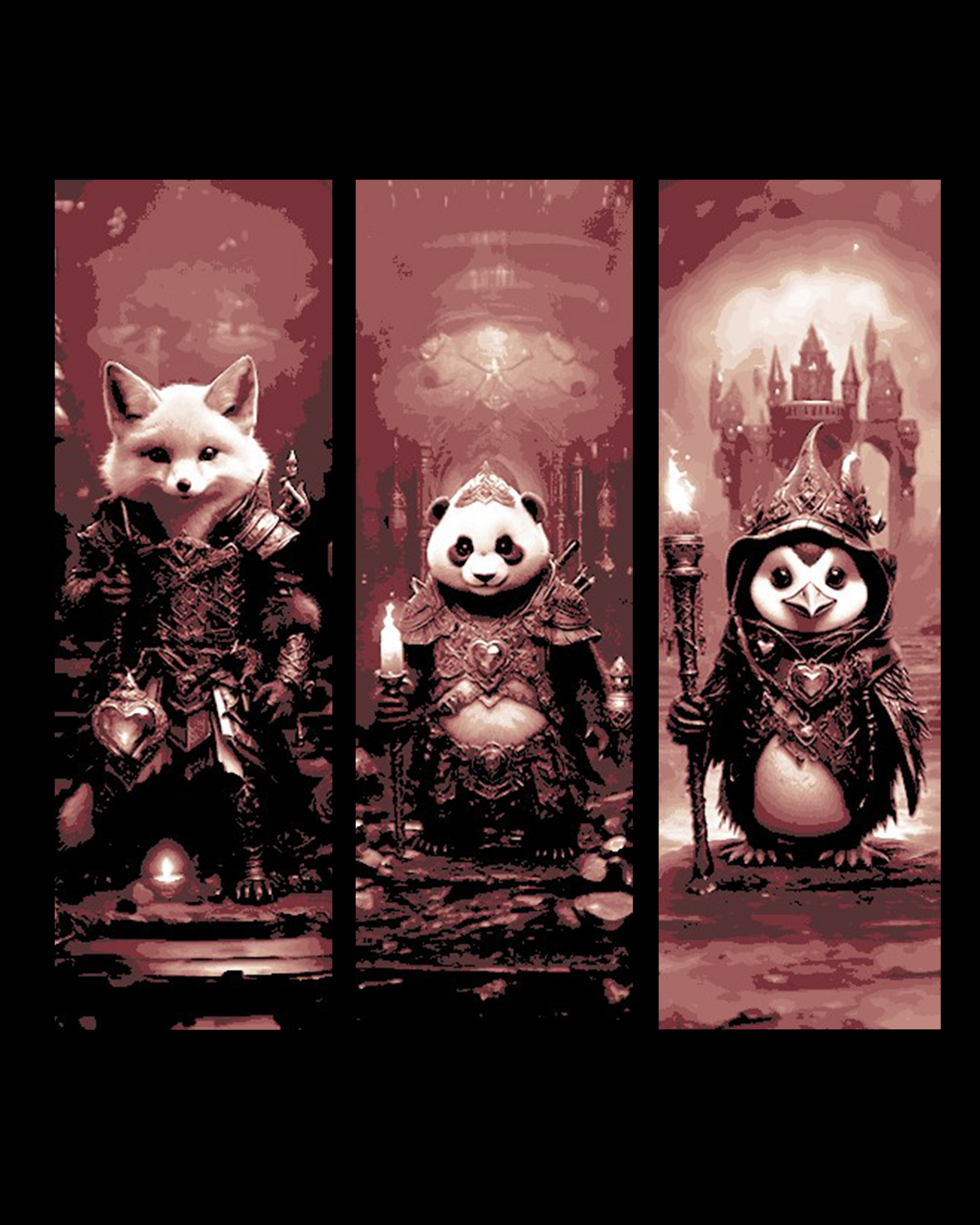 The Animal adventurers as the enter the Labyrinth - Set of Bookmarks by BooneCo3d HueForge model: The Animal adventurers as the enter the Labyrinth - Set of Bookmarks by BooneCo3d