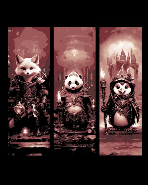 HueForge model: The Animal adventurers as the enter the Labyrinth - Set of Bookmarks by BooneCo3d