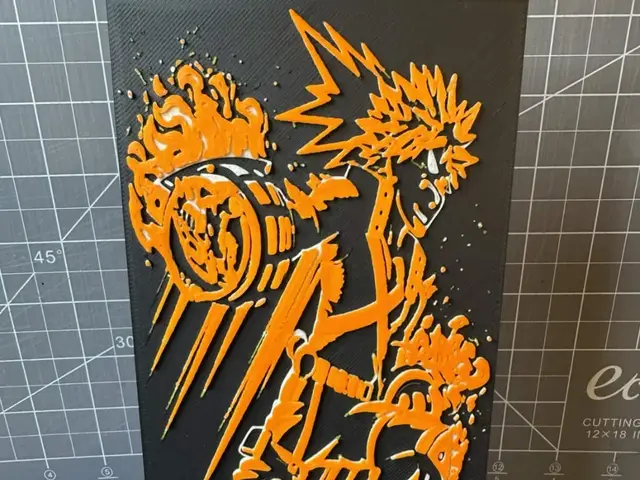 HueForge model: 4x8 Hueforge of Bakugo From My Hero Academia by SBC Creations