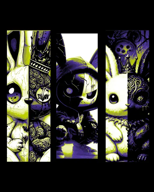 Half good and half bad - half light and half dark - Rabbit splits the difference - Set of bookmarks
