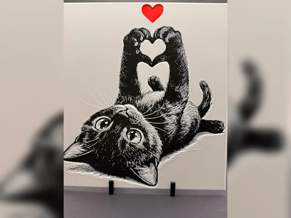Love You This Much Cat HueForge Print by Thadius HueForge model: Love You This Much Cat HueForge Print by Thadius