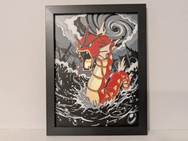 Shiny Gyarados Pokemon 6x8 Hueforge 3D Decor