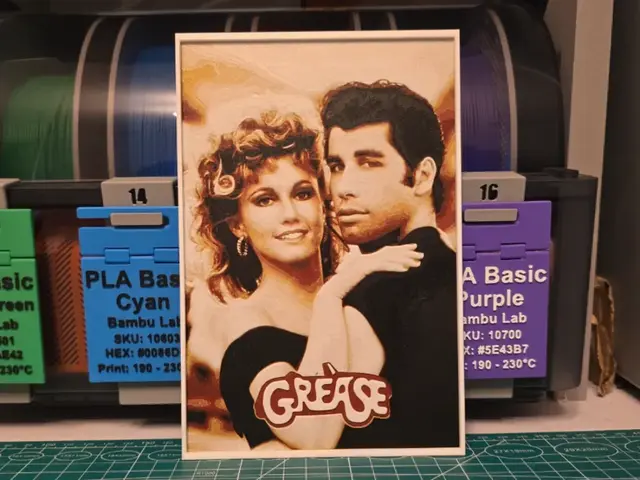 HueForge model: Grease Movie Poster - Hueforge Art by Lumpy3D