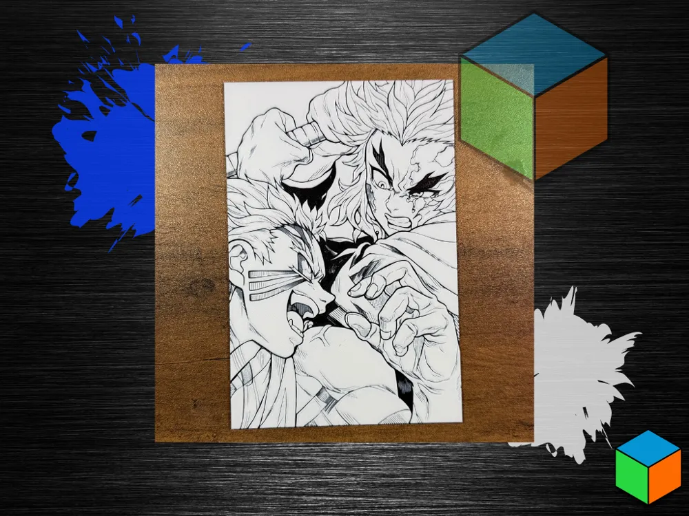 Rengoku vs Akaza — HueForge Wall Art by 3D Prints By Vic HueForge model: Rengoku vs Akaza — HueForge Wall Art by 3D Prints By Vic