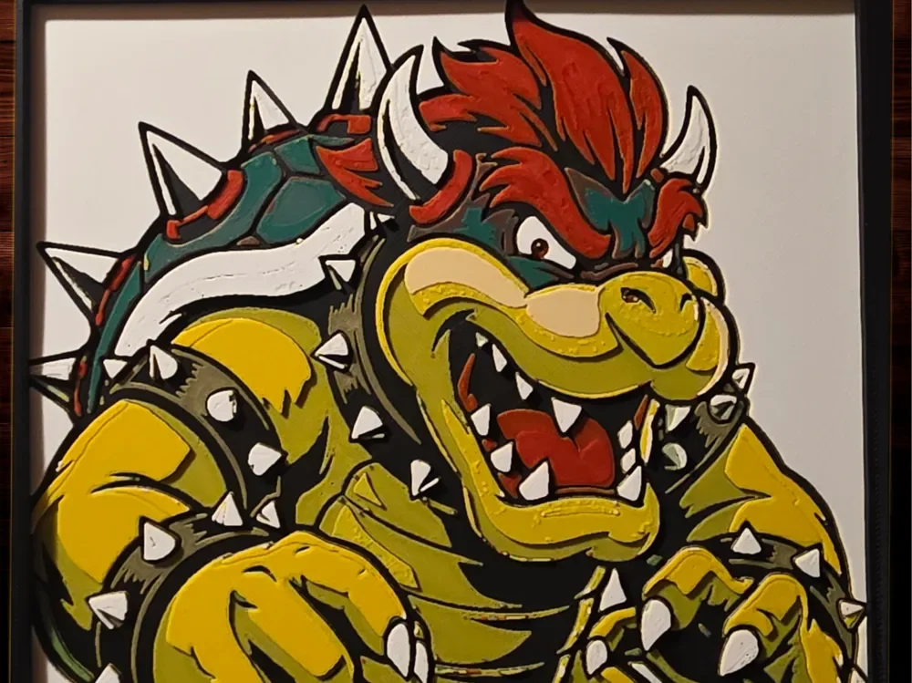 Bowser (Super Mario Bros.) 200x200 by Side Quest Hues HueForge model: Bowser (Super Mario Bros.) 200x200 by Side Quest Hues