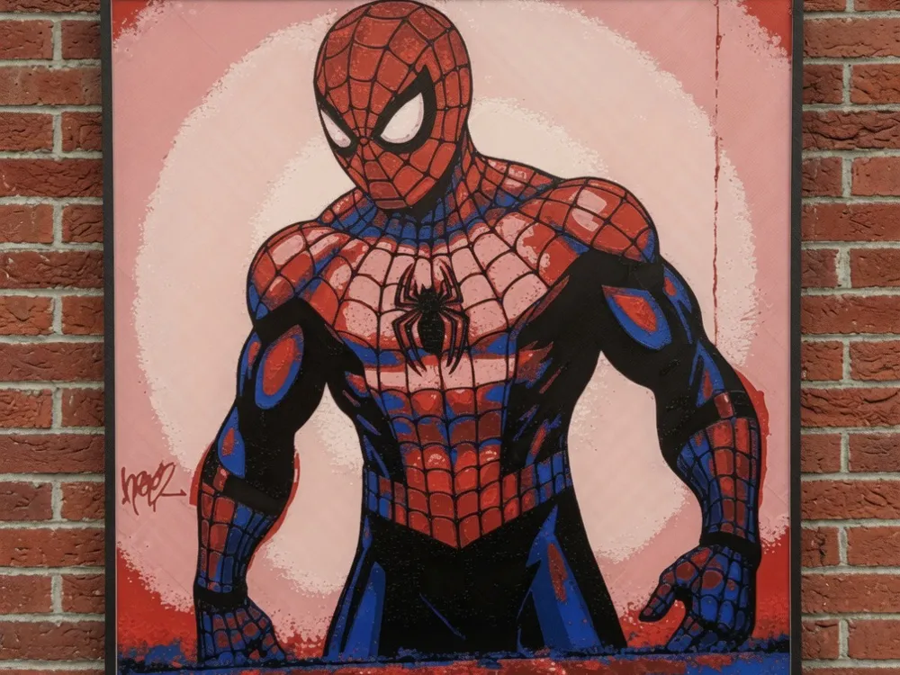 Street Art Spiderman by World of Glt 3d HueForge model: Street Art Spiderman by World of Glt 3d