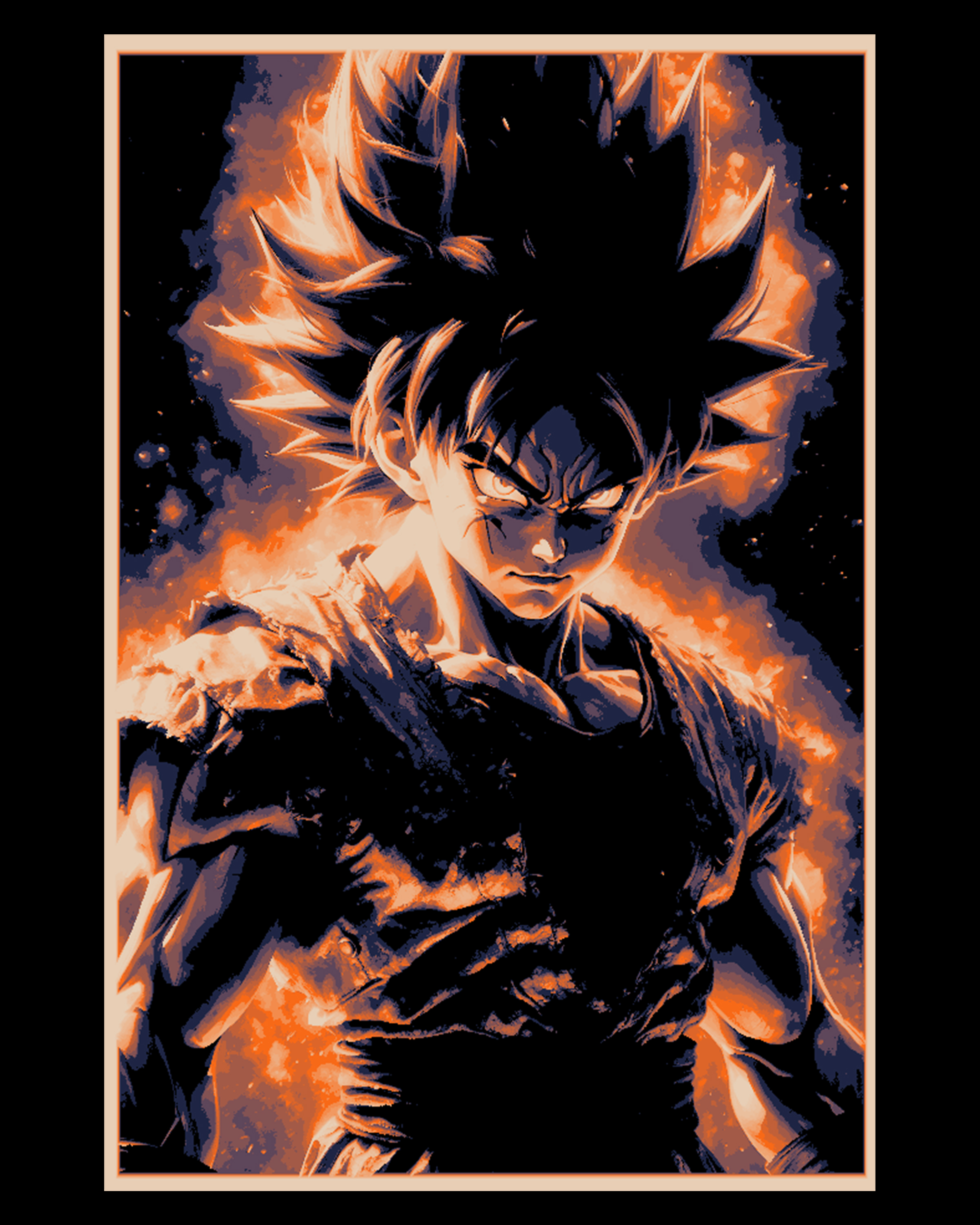 Fan art of Son Goku from Dragon ball Z - Wall art by BooneCo3d HueForge model: Fan art of Son Goku from Dragon ball Z - Wall art by BooneCo3d