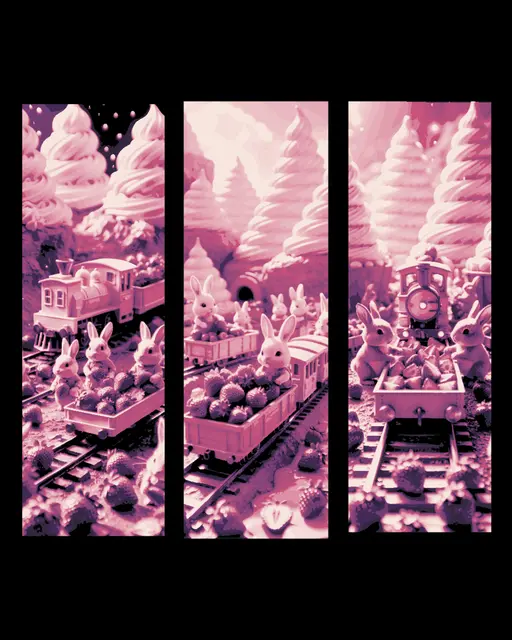 HueForge model: The bunnies are hard at work during the Strawberry Harvest - Set of bookmarks by BooneCo3d