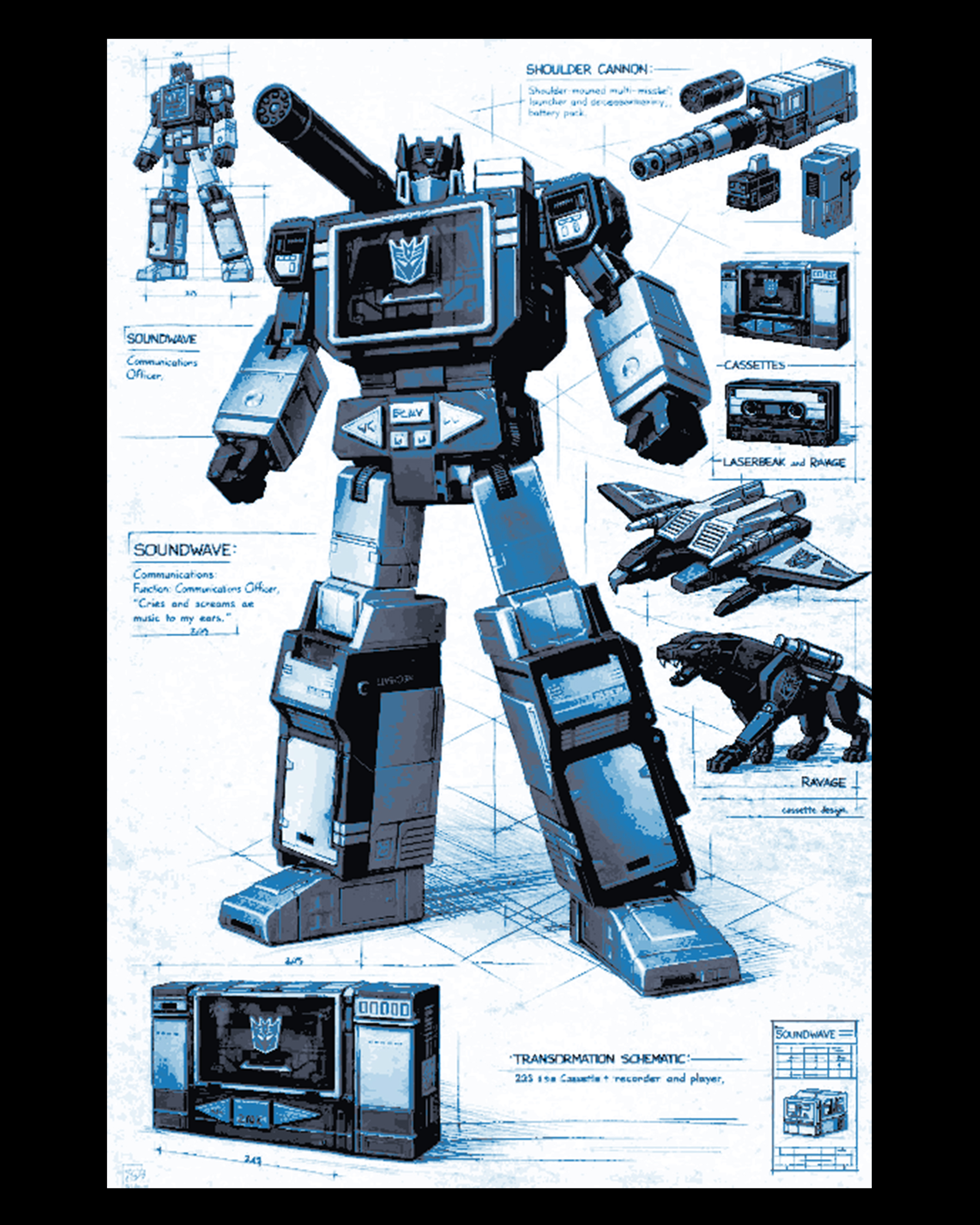 Fanart blueprint of Transformer Soundwave and his different modes - Hueforge art by BooneCo3d HueForge model: Fanart blueprint of Transformer Soundwave and his different modes - Hueforge art by BooneCo3d