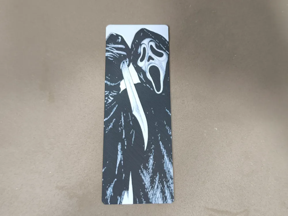 Bookmarks Ghostface (Scream Film) by Litolunar HueForge model: Bookmarks Ghostface (Scream Film) by Litolunar