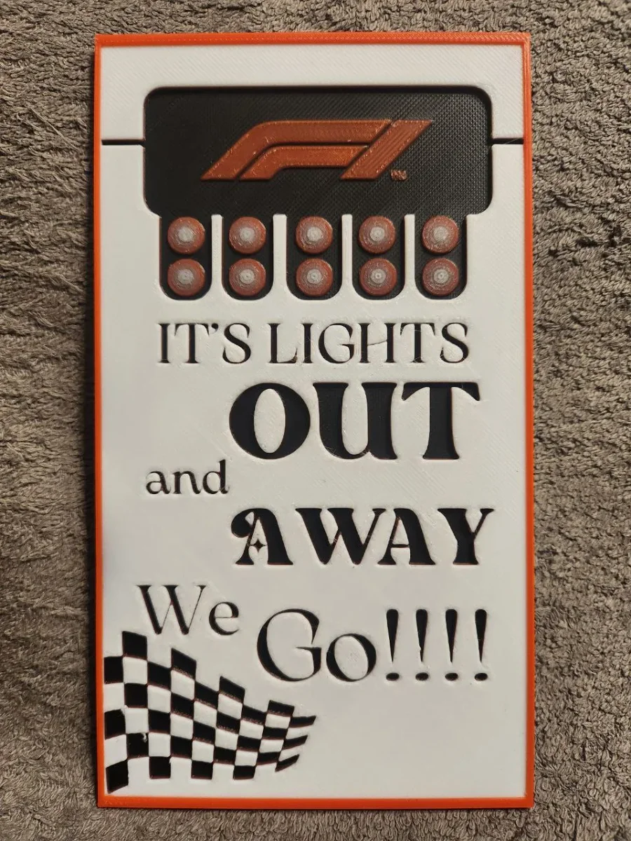 F1 - It's Lights OUT - HueForge by keko HueForge model: F1 - It's Lights OUT - HueForge by keko