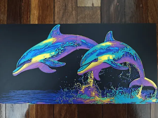 HueForge model: Dolphins Pop Art by TheHueforgeLady