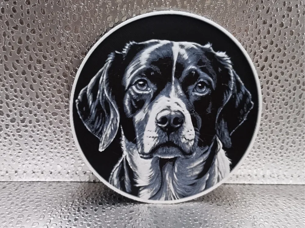 Brittany Spaniel Coaster – Hueforge by Borishotch Industries HueForge model: Brittany Spaniel Coaster – Hueforge by Borishotch Industries