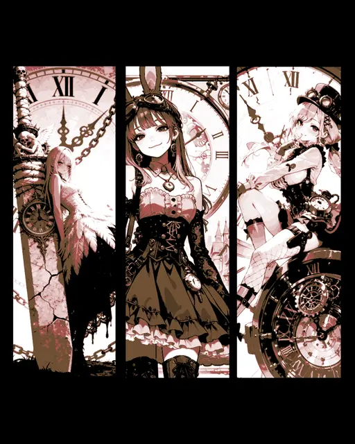 HueForge model: Time is always around us - Anime Fantasy Girls with Clocks - Set 1 of bookmarks by BooneCo3d