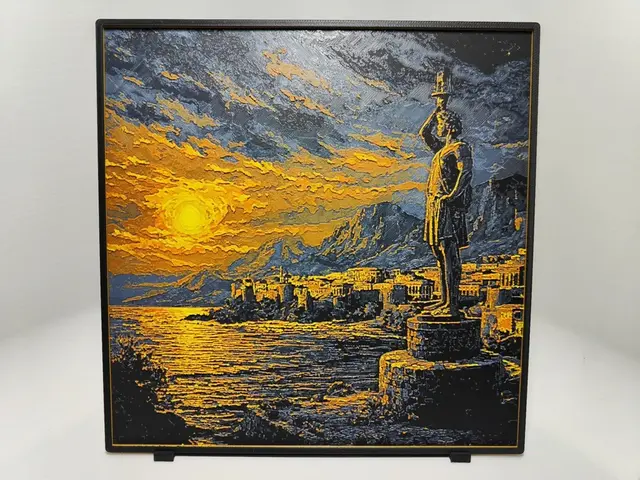 HueForge model: Colossus of Rhodes Sunset - Hueforge by BeaN