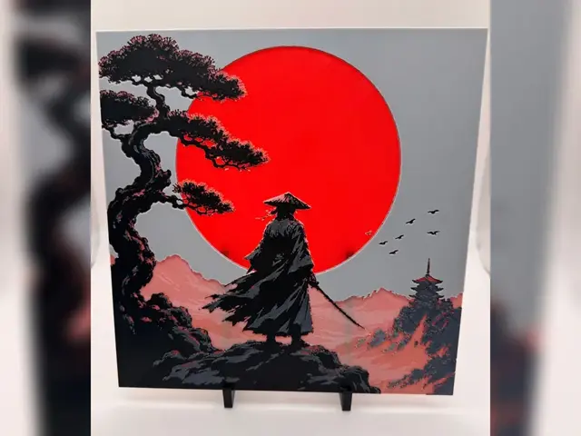 HueForge model: Ronin Beneath the Crimson Sun Hueforge Print by Thadius
