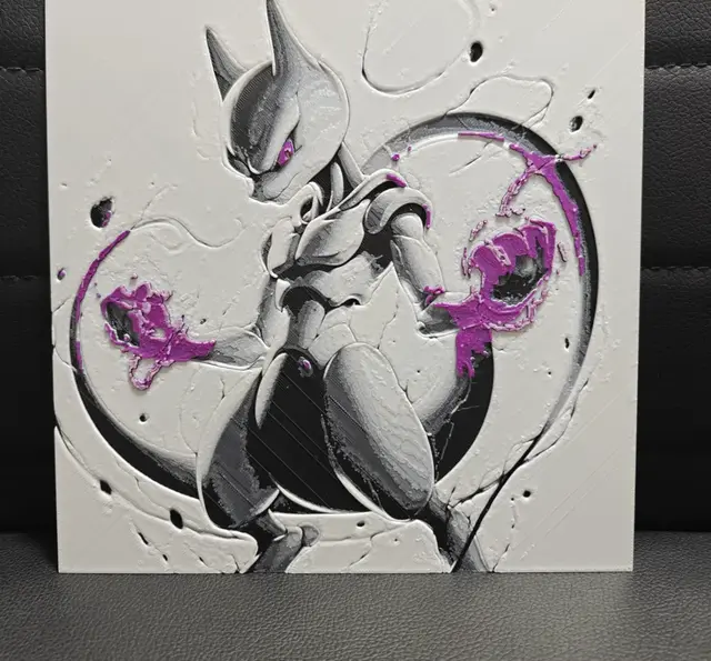HueForge model: MewTwo by TheHueforgeLady