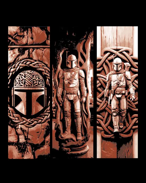 Celtic  Wood Carvings of the Bounty Hunter Boba Fett from Star Wars - Fan Art set of Bookmarks