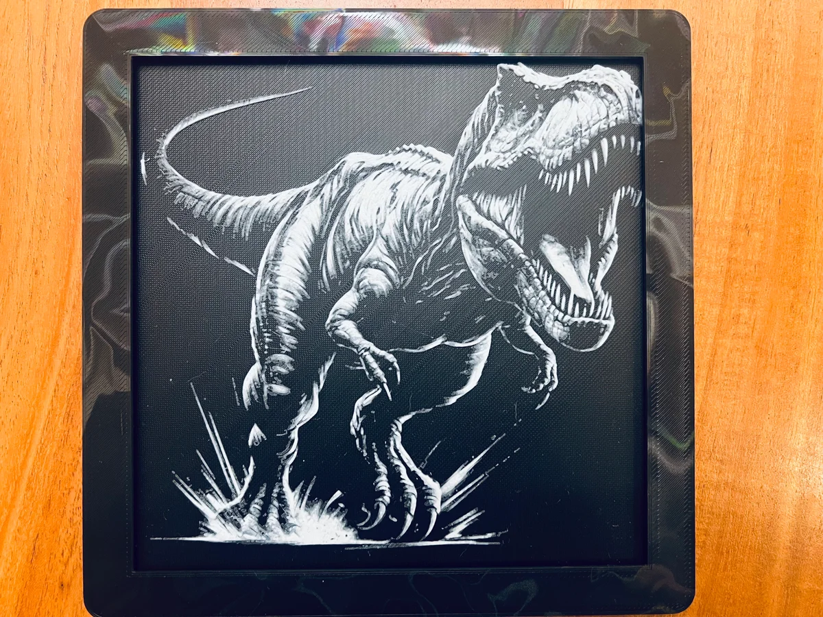 Tyrannosaurus Rex (Black Background) by JustBe 3D Printing HueForge model: Tyrannosaurus Rex (Black Background) by JustBe 3D Printing