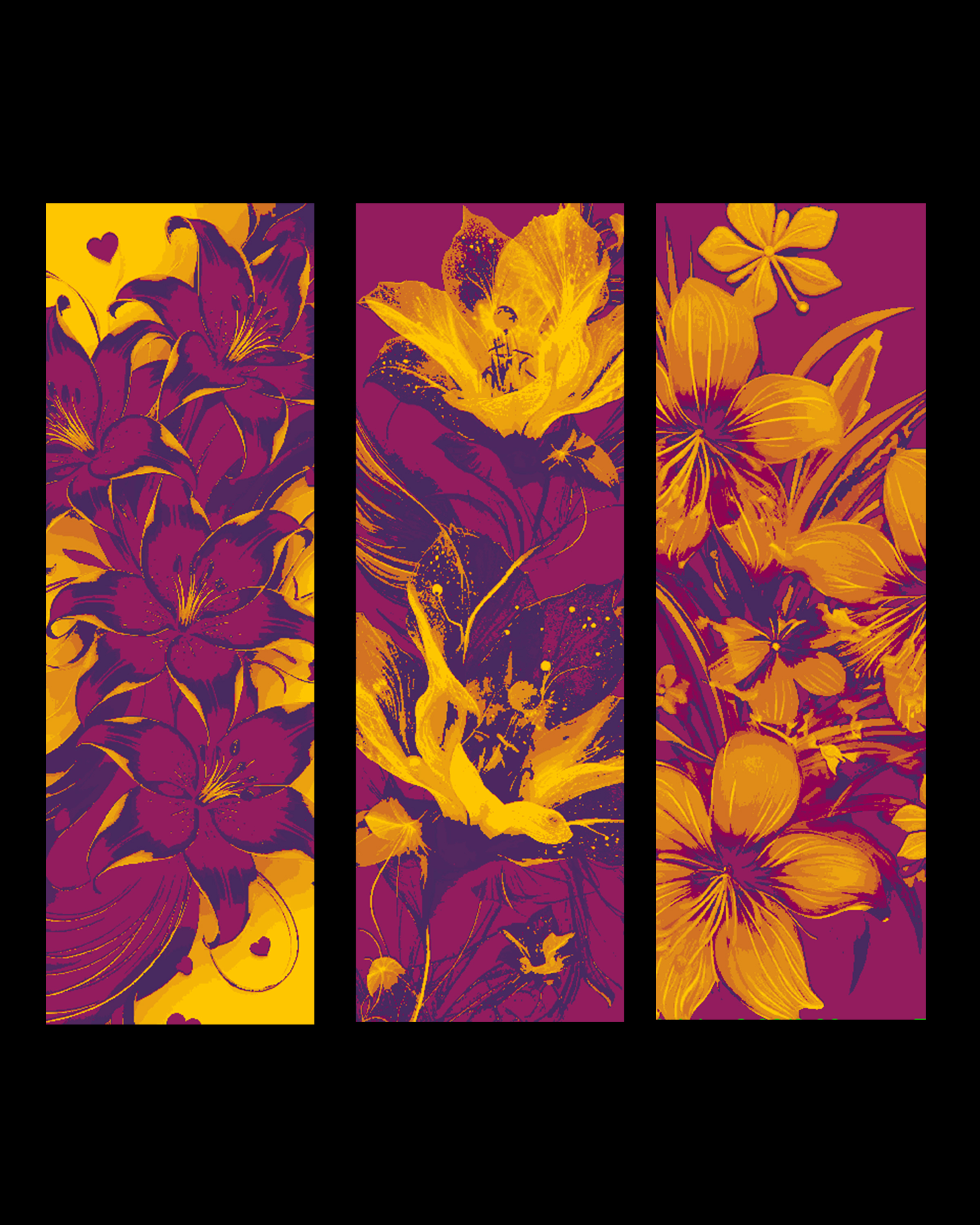 Vibrant explosions of color made up of flowers - set of bookmarks by BooneCo3d HueForge model: Vibrant explosions of color made up of flowers - set of bookmarks by BooneCo3d