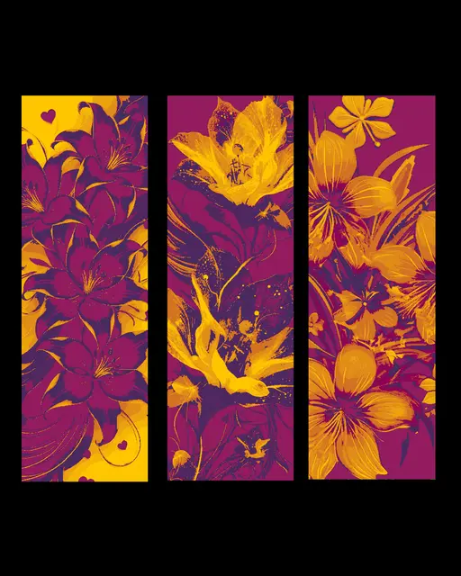 HueForge model: Vibrant explosions of color made up of flowers - set of bookmarks by BooneCo3d