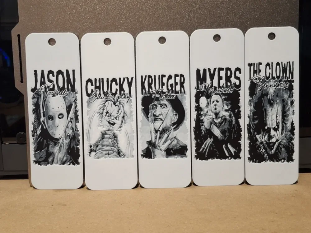 The horror crew - set of 5 bookmarks by 3dGlow HueForge model: The horror crew - set of 5 bookmarks by 3dGlow