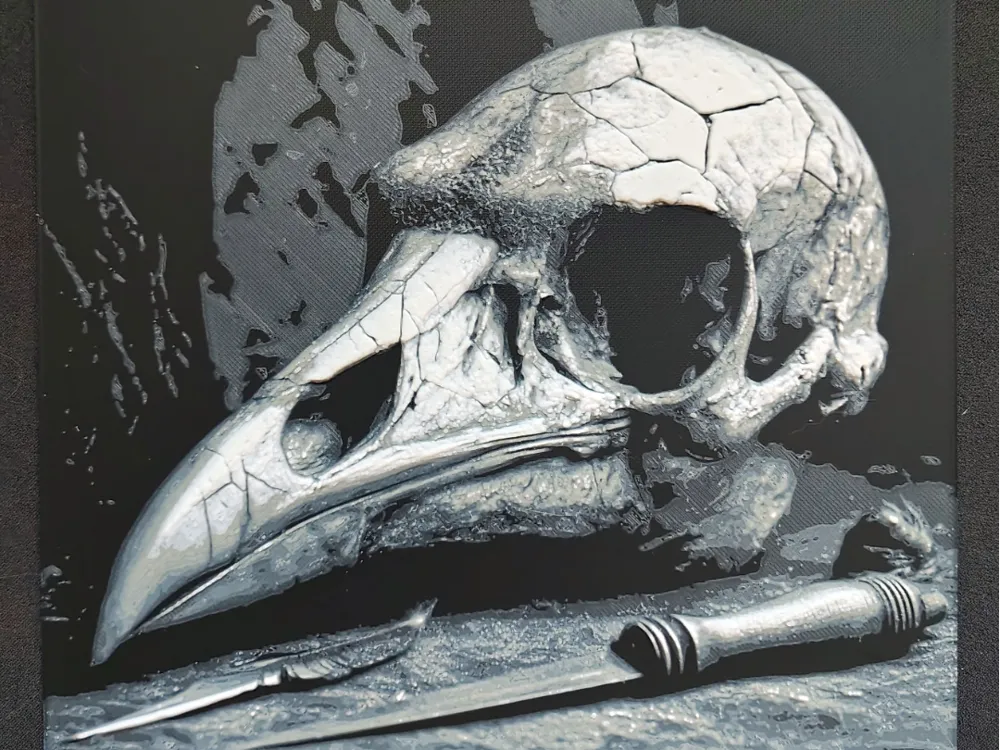 Raven skull HueForge by fD.667 HueForge model: Raven skull HueForge by fD.667