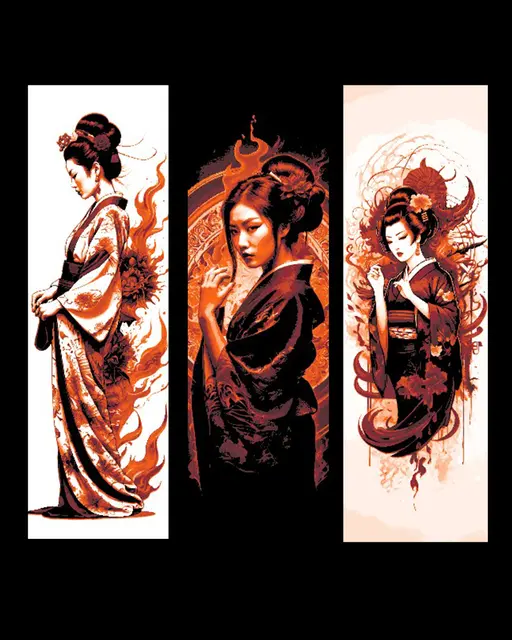 HueForge model: The beautiful and Mysterious Geisha - Set of 3 Bookmarks by BooneCo3d