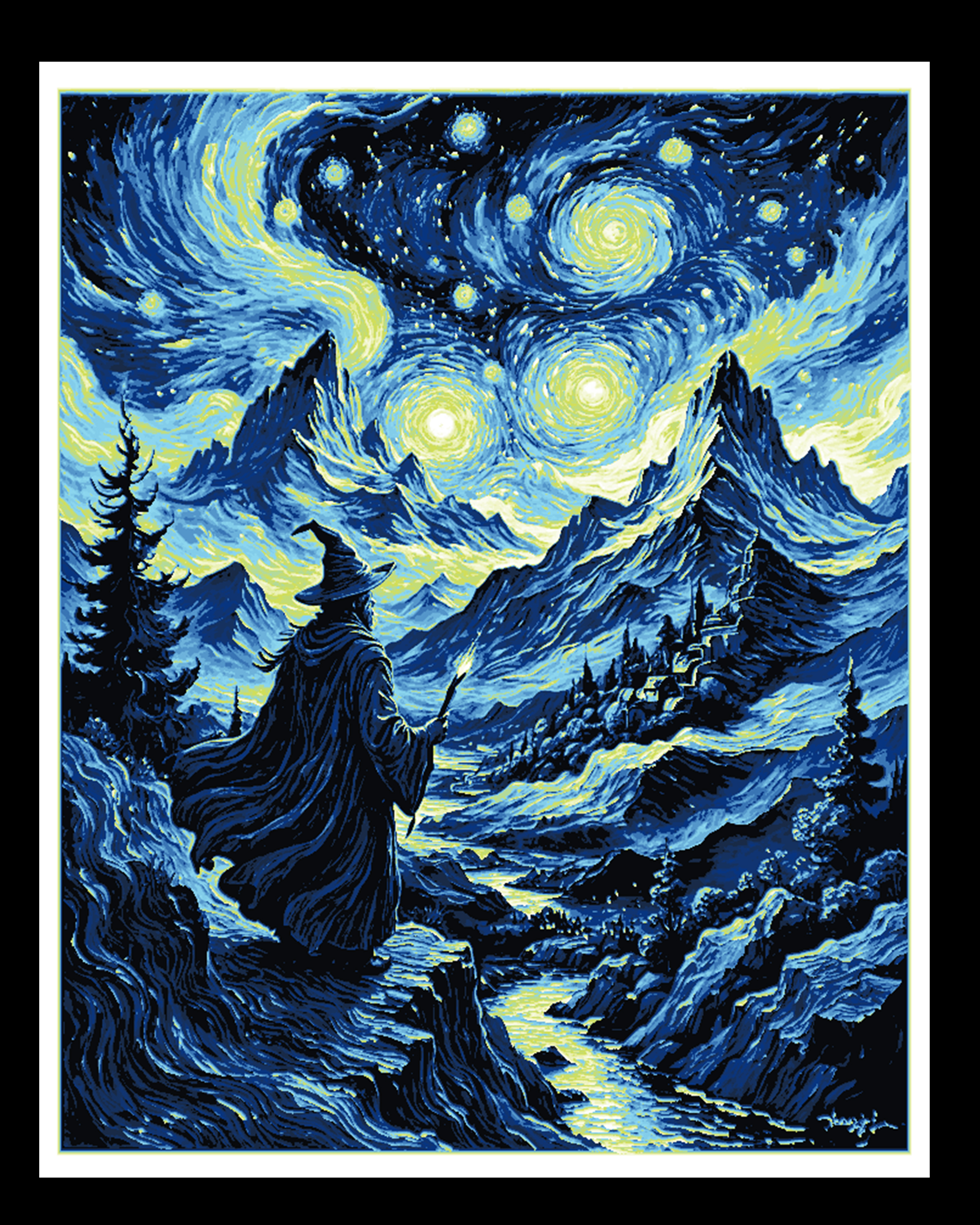 Art Piece - The Starry Night Meets the Wizard in the Fantasy World by BooneCo3d HueForge model: Art Piece - The Starry Night Meets the Wizard in the Fantasy World by BooneCo3d