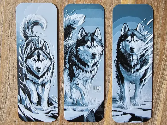 HueForge model: Bookmark Set, 3 Siberian Husky Papercut Style by BLUSH Designs
