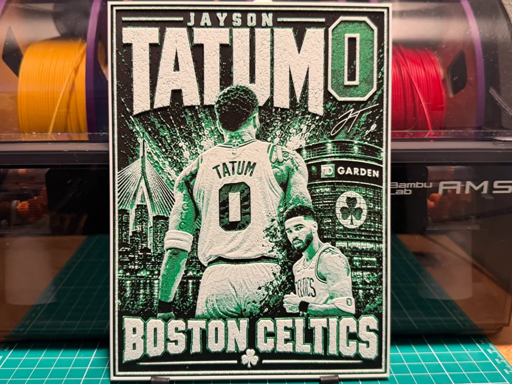 Jayson Tatum Poster by liv_3d HueForge model: Jayson Tatum Poster by liv_3d