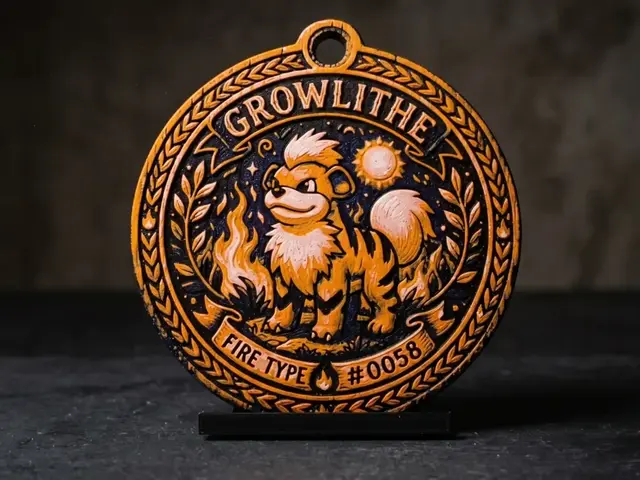 HueForge model: Growlithe #0058 - Pokemon Ornament by LED