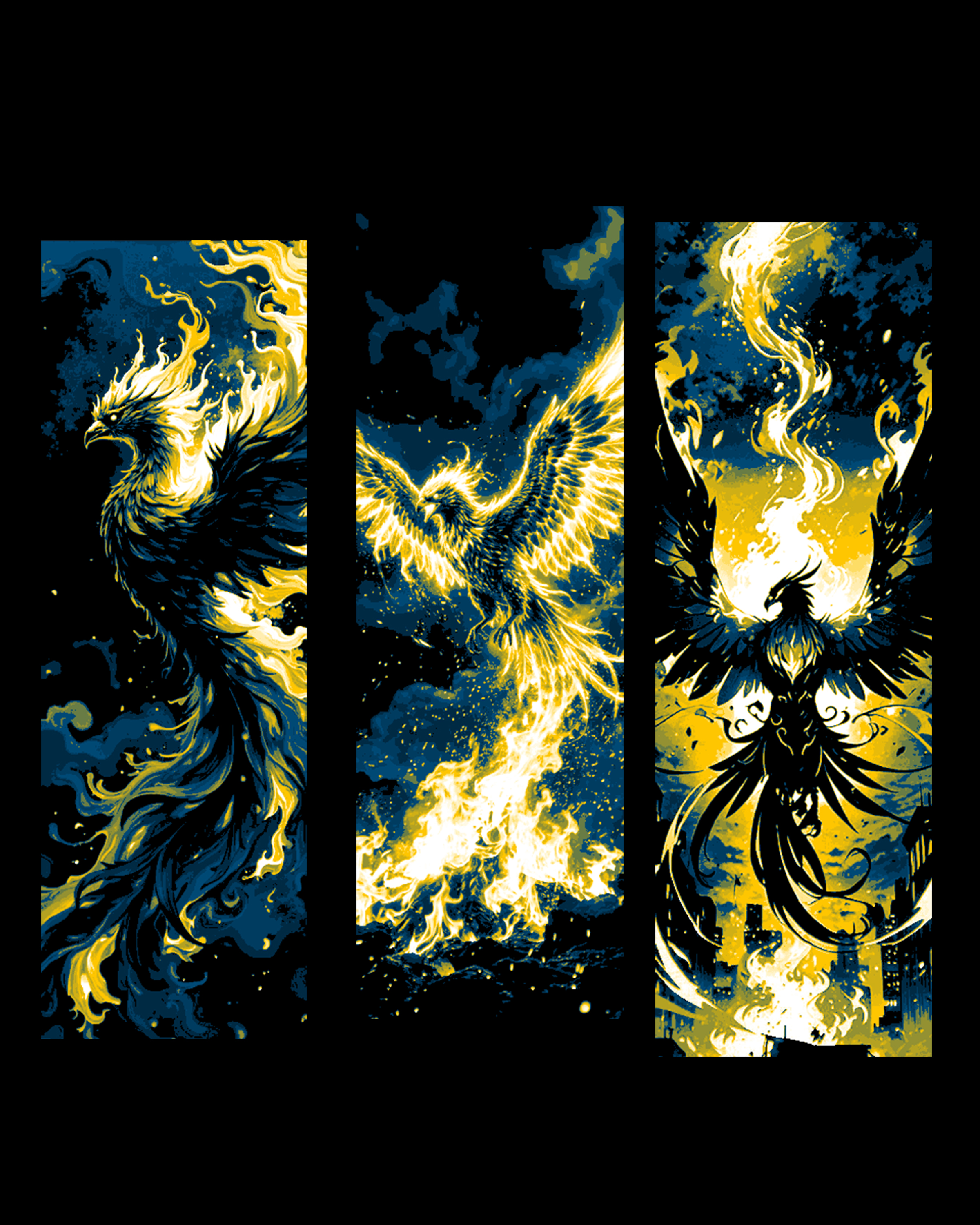 Blue and Gold Flames of the Healing Phoenix Rising - Set of bookmarks by BooneCo3d HueForge model: Blue and Gold Flames of the Healing Phoenix Rising - Set of bookmarks by BooneCo3d